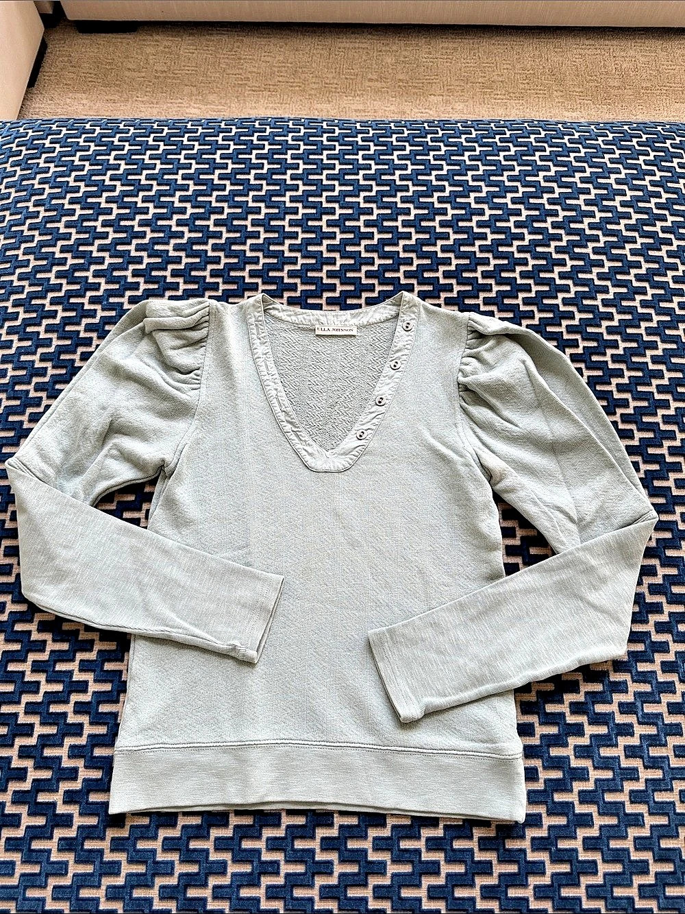 Ulla Johnson Hudson Sweatshirt Grey/Green Long Sleeve Like New